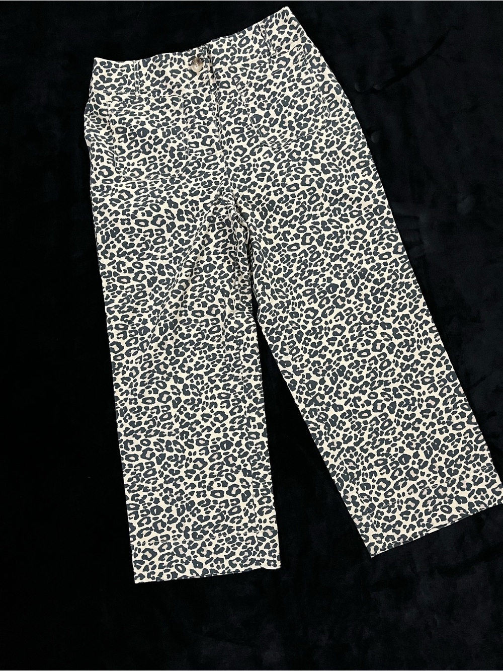 Nicole Miller Leopard Print Wide Leg Cropped Pants - Size 8 - Picture 2 of 8